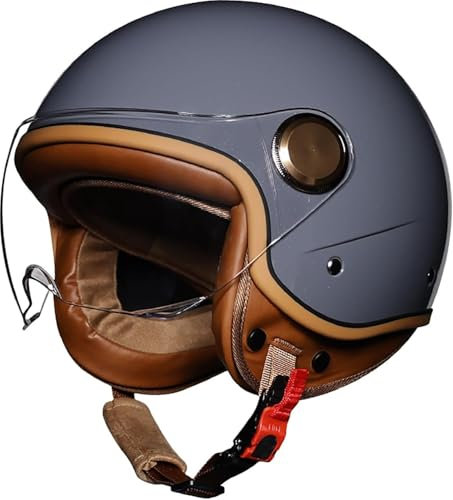 SJAPEX Adult Motorcycle Helmet Scooter Helmet Jet Helmet with Visor DOT/ECE Approval Moped Helmet Open Face Motorcycle Helmet for Men Women 3,L