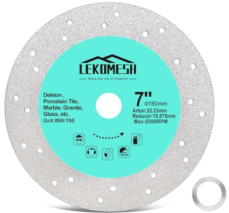 LEKOMESH 18 cm diamantblad för våt kakelsåg för vinkelslip | Glasskärskiva, granitskärblad, diamantslipskiva för stenplatta, sten, kakel, marmor, granit, glas