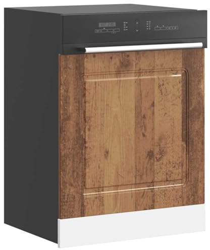 Qnhdfrt Kalmar - Mascherina per lavastoviglie, effetto legno antico, 60 x 67 cm, frontale per lavastoviglie integrata