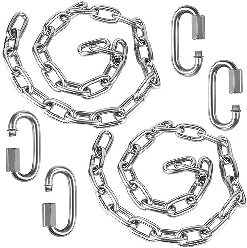 WWFFEN Pack of 2 Stainless Steel Hanging Chair Extension Chains, 0.6 m Heavy Duty M5 Hanging Chair Chain with 4 Carabiners, 680 kg Load Capacity, Replacement Parts for Playground Yoga Sandbag Swings