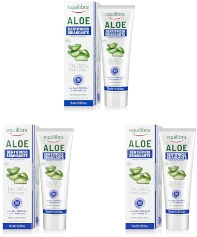 EQUILIBRA - dentifricio sbiancante gel all'aloe vera 75 ml (Packung mit 3)