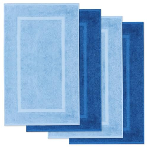 Lavea® 4er Set Badematte 50x80 cm – Delphinblau & Royalblau