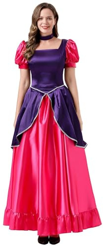 Eleasica Robe De Princesse Adulte Deux Tons Violet Et Rose Robe De Soirée Élégante À Manches Bouffantes Pour Bal Fête Costumée Événement Spécial Gala, XXL