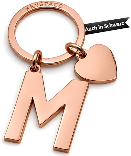 KEYSPACE Schlüsselanhänger Personalisiert, Edelstahl Buchstabe Geschenkbox
