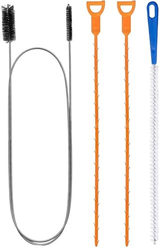 Abflussreiniger Spirale, 4 Stück, Doppelkopf Rohrreinigungsbürste | Abfluss Rohrreinigungsspirale Paket, Abflussbürste Rohrreiniger Abflussspirale Haar Clog Tool für Kanalisation, Küche, Bad