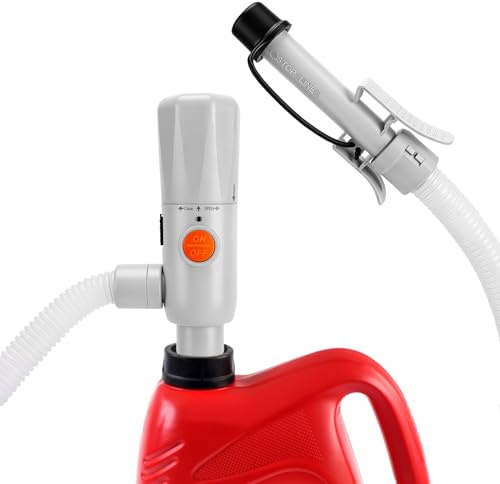 Pompa di Trasferimento Carburante, Portatile Pompa per Travaso Benzina | Elettrica con Arresto Automatico, Telescopico Tubo Principale, Portata 3.2 GPM per Auto Camper Generatore Barca