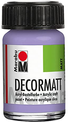 Marabu 14010039007 - Decormatt Acryl Lavendel 007, 15 ml, samtmatte Acrylfarbe auf Wasserbasis, cremig und farbintensiv, speichelfest, wetterfest, zum freien Malen und Schablonieren