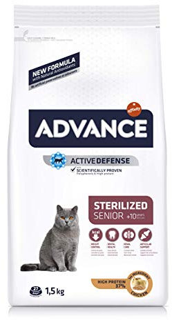 ADVANCE Senior para Gato Esterilizado Senior con Pollo - Pack de 3 x 1,5kg