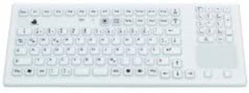 GETT InduProof Touch USB (DE) Silikontastatur IP68 Reinigungsfunktion desinfizierbar Touchpad Weiss 107 Taste