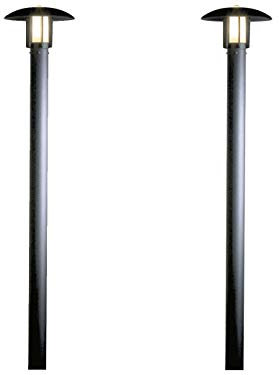 Konstsmide 2er Set Wegeleuchte / Gartenlaterne HEIMDAL, Höhe 200 cm, Alu schwarz / Glas opal, E27, 402-752