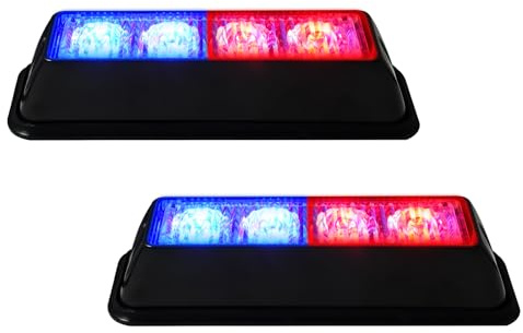 EverBrightt 2-Pack rosso blu colori Dual 4 auto LED DRL luce Flash camion avviso attenzione costruzione emergenza strobo luce DC 12V-24V