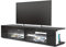 Vladon Lowboard Movie, TV-Kommode mit 4 offenen Fächern und Zierleisten, Schwarz matt/Schwarz Hochglanz, inkl. LED-Beleuchtung in weiß (134 x 29 x 39 cm)
