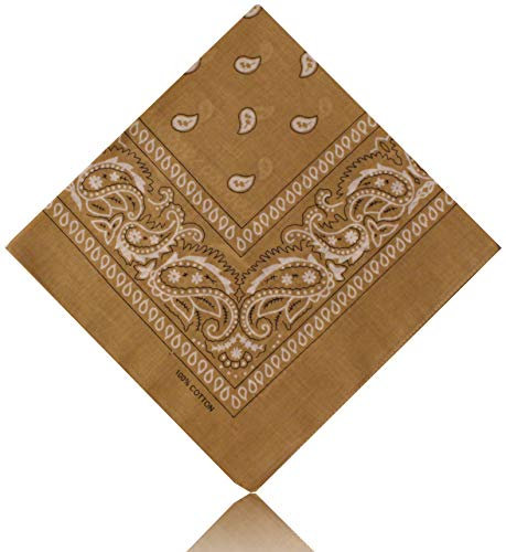 All u need Bandana Muster Scarf Nikki Tuch Kopftuch Cotton 100% Baumwolle Travel Reisen Schal (Paisley Beige)