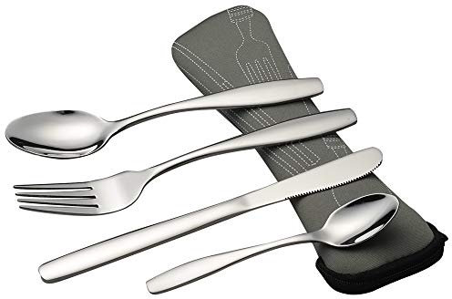 Gitany 4 Pieces Outdoor Camping Travel Cutlery Set for 1 Person, Stainless Steel