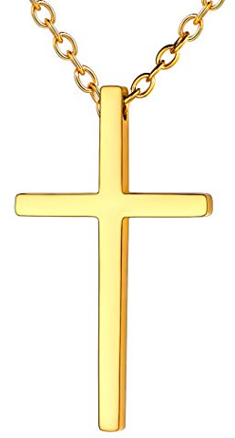 Suplight Collana Uomo Croce Oro Collana Croce Donna Ciondolo Croce Piccola