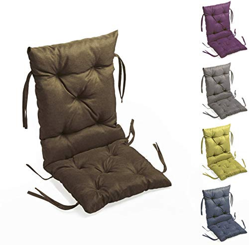 sunnypillow Stuhlkissen Outdoor, Indoor - 50 x 50 x 50 cm - Auflage für Stühle, Bänke in Haus und Garten - Sitzkissen und Rückenkissen - Stuhlauflage, Gartenkissen für Gartenmöbel - Kissen Braun
