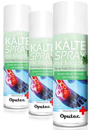 3 x 400ml Oputec Kältespray Eisspray Sport: Erste-Hilfe-Spray bei Sportverletzungen, Schmerzen und Schwellungen (Minze) - Medizinisches Kühlspray für jedes Erste-Hilfe-Set