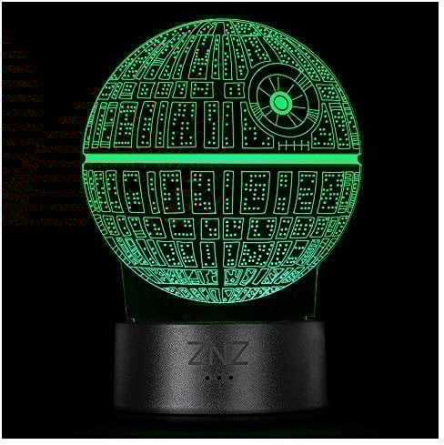 ZNZ 3D LED ilusión Luz de noche, Lámpara de Tres patrones y 16 colores Lámpara de decoración Cambio - Regalos perfectos para niños Mujer Hombres dia del padre (6-Death Star)