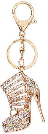 MWBLN Schlüsselbund,Riemen High Heel Schuh Schlüsselbund, Strass Kristall Geldbörse Auto Schlüsselanhänger, Tasche dekorative Legierung Schlüsselring, Anhänger Tasche Geldbörse Auto Schlüssel Chai W