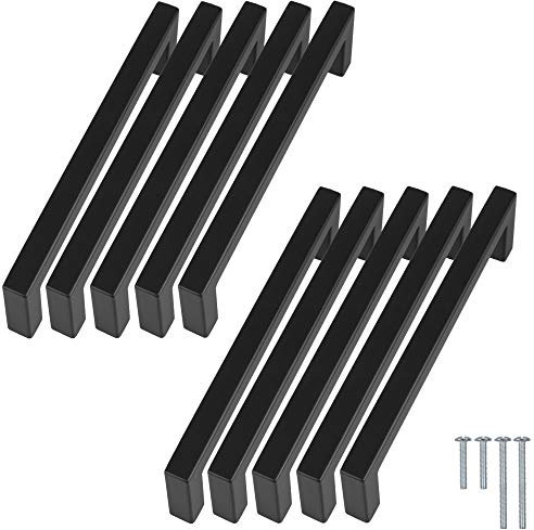Stahlia Möbelgriffe Schwarz 320mm Lochabstand (10 Stück) Schrankgriffe Edelstahl Küchengriffe Schubladengriffe Griffe Möbel Griffe für Küchenschränke