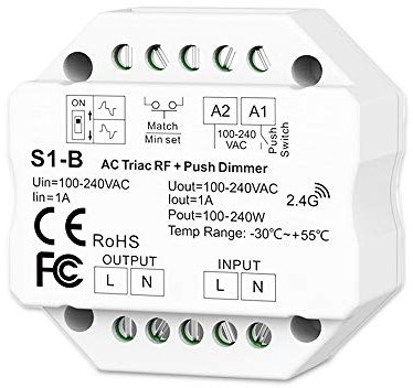 Sys-Pro - Dimmer universale a rete, 230 V, 360 VA, fase ana/sezione selezionabile