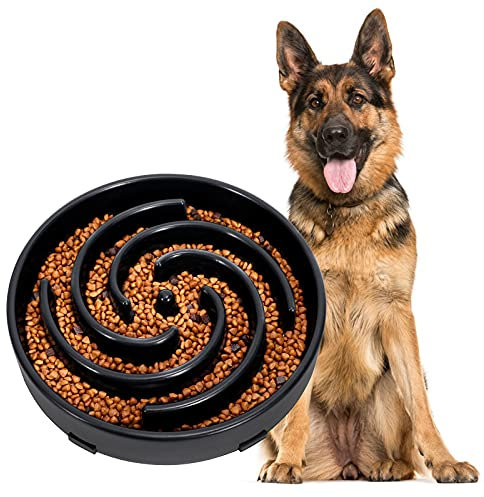 Gamelle pour chien à alimentation lente, gamelle interactive anti-élingue, gamelle sûre et durable pour chien, gamelle écologique pour chien, noire