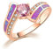 LOKILOKI Zeitlos Violett Lila Feueropal Ringe Rose Gold Farbe Rosa Zirkonia Kristall Runder Stein Klassischer Schmuck Frauen Mädchen
