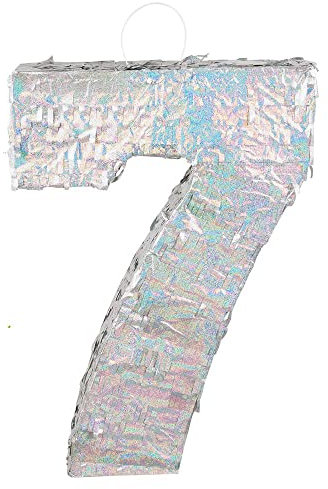 Boland - Piñata de figuras, tamaño 40 x 28 x 8 cm, figura holográfica, número, plata, aniversario, cumpleaños, decoración, juego de fiesta