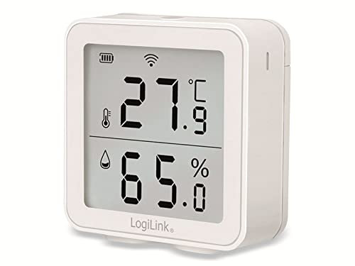 LogiLink SC0116 - Thermo-Hygro-Messgerät, Wi-Fi-Fernüberwachung (per Smart Life App) für eine gesunde Luftqualität, Amazon Alexa & Google Sprachsteuerung, Weiß