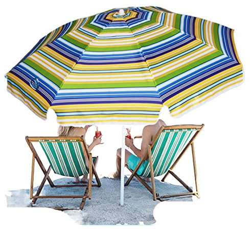 Parasol Plage Pliable Compact pour Voyager Parasol Inclinable Avec Ancre Ø 200cm, Parasol de Marché pour Jardin Avec 8 Baleines Diverses Couleurs (Color : Polyester, Size : C)