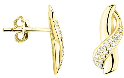 SOFIA MILANI - Damen Ohrringe 925 Silber - vergoldet/golden & mit Zirkonia Steinen - Unendlich Infinity Ohrstecker - E1673