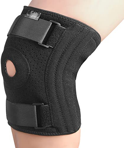 yeloumiss Kniebandage mit Seitlichen Stabilisatoren Plus Sport Kniestütze für Arthritis, Erholung nach Verletzungen, Laufen, Gewichtheben, Unisex, 1 Stück (3XL-4XL, Schwarz)