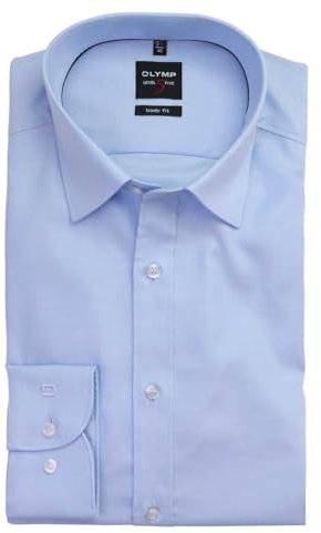 OLYMP Level Five Body fit Hemd extra Langer Arm New Kent Kragen Twill Stretch Aqua Größe 39