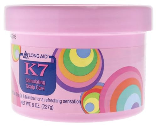 Ampro Long-Aid K7 Stimulating Scalp Care Conditioner - Tea Tree and Castor Oil Nourishes Dry Scalps - Cooling Sensation of Menthol Helps Soothe and Energize - Free of Alcohol and Dyes - 227 g
