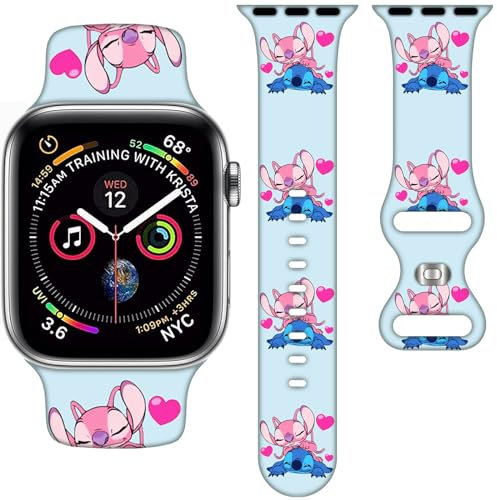 Cartoon-Armband, kompatibel mit Apple Watch, 38 mm/40 mm/41 mm/42 mm/44 mm/45 mm/46 mm, niedliches Ersatzarmband für Apple Watch Serie 10, 9, 8, 7, 6, 5, 4, 3, SE2, Silikon-iWatch-Band für Damen und