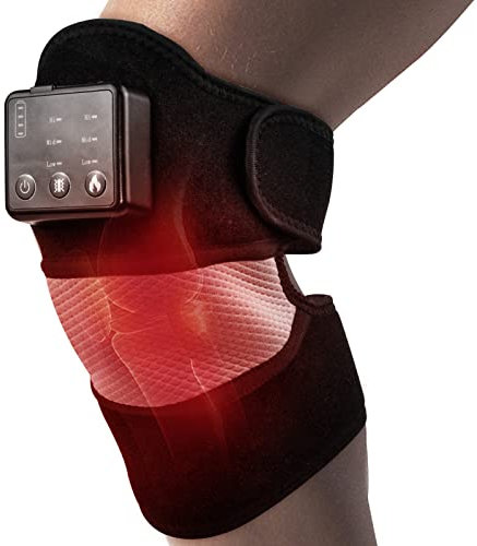 GINEKOO Beheiztes Knie-Massagegerät, beheizte Kniebandage mit Massage für Knie und Schulter Schmerzlinderung, Wärme und Vibration Knie-Pad für Arthritis, gerissenen Meniskus - Einzeln