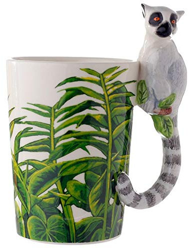 Caribou Living Ring Tailed Lemur Mug Handle Ceramic Novelty Cup 380ml for Hot Drinks, Tea, Coffee, Hot Chocolate