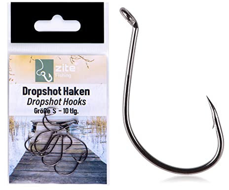 Zite Fishing Drop-Shot Angel-Haken – Finesse Hooks 10 STK Spitz & Robust – DS Rig Haken für Gummiköder und Naturköder (S)