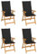 WIFESE 4 STK. Gartenstühle mit Schwarzen Kissen Klappstuhl GartenmöBel Set Klappstuhl Holz Gartensessel KlappstüHle 4er Set Hochlehner Verstellbar 7 Positionen 57x71,5x109 cm Massivholz Teak