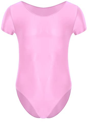 iEFiEL Herren Öl Body T-Shirts Kurzarm Bodysuit Einteiler Nylon Catsuit Sportbody Eng Strech Trainingsanzug Sportlich Gymnastikbody Rosa XL