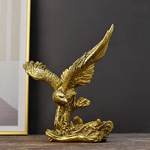 DESHINTKE Falcon Harz Ornamente Statue, Golden Eagle Skulptur Moderne Home Office Figur Dekor Desktop Dekoration (Golden 2)