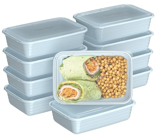 Bentgo Prep - 20-Piece 1-Compartment Reusable Meal Prep Containers with Lids, PFAS & BPA Free Materials, Durable, Microwave, Freezer, & Dishwasher Safe To Go Food Storage (Sky)