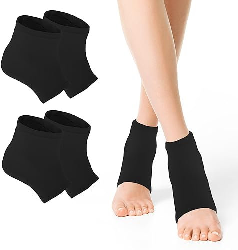 WLLHYF 2 Paar belüftete feuchtigkeitsspendende Gel-Fersensocken, weiche feuchtigkeitsspendende Socken, zehenlose Spa-Socken für Fußpflege, Behandlung, offene Zehensocken für trockene, harte, rissige