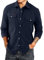 Meilicloth Mens Corduroy Shirts Button Down Casual Long Sleeve Jacket Blouse with 2 Flap Pocket Blue