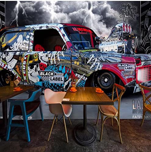 palank Papier peint photo 3D, affiche de voiture graffiti, peinture murale, restaurant, bar, KTV, décoration de chambre, papier peint 430 x 300 cm