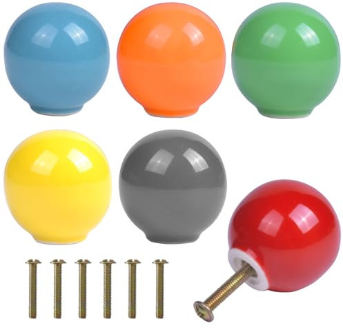 Volumoon 6 Stück Pilzform Schrank Knöpfe,Keramik Schrank Knöpfe,Bunte Schrankknöpfe,Macaron Farbe Knöpfe,Türknöpfe Mehrfarbig,Schrank Kommode Möbelknöpfe,für Kinder Schalfzimmer Küche
