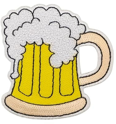 Bier Maß Gestickt Krug Aufnäher zum aufbügeln oder aufnähen Bügelbild Aufbügler für Kleidung Bügelpatch Applikation Patch Größe 6,4 x 6,7 cm