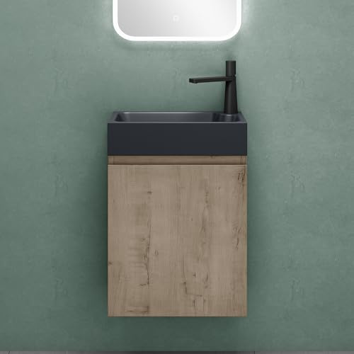Mai & Mai Mueble Baño con Lavabo Suspendido 46 x 26 cm Roble Gris Antracita