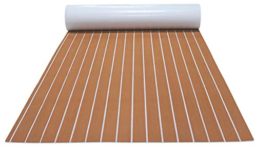 Begoniape Boote Selbstklebend Bodenbelag, 240x90x0.6cm Teakholz rutschfeste Deckbeschläge Eva-Schaum rutschfeste Bodenbelag Matte für Ihr Boot Schiff Fitnessstudio