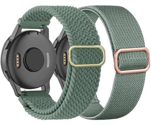 TUCOMO Dehnbares Nylon Armband Kompatibel mit 20mm Garmin Venu Sq/Venu Sq 2/Venu 2 Plus/Venu, Geflochtenes Loop Elastische Ersatzband für Garmin Vivoactive 5 / Vivoactive 3 Herren Damen